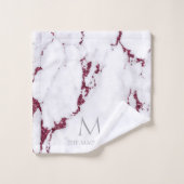 Modern Marble Glitter Monogram Burgundy ID816 Bad Handdoek (Wasdoekje)
