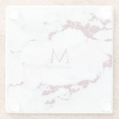 Modern Marble Glitter Monogram Burgundy ID816 Glazen Onderzetter (Achterkant)