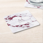 Modern Marble Glitter Monogram Burgundy ID816 Kartonnen Onderzetters (Schuin)