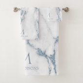 Modern Marble Glitter Monogram Dusty Blue ID816 Bad Handdoek (Insitu)