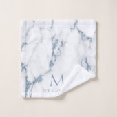 Modern Marble Glitter Monogram Dusty Blue ID816 Bad Handdoek (Wasdoekje)