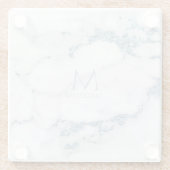 Modern Marble Glitter Monogram Dusty Blue ID816 Glazen Onderzetter (Achterkant)
