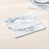 Modern Marble Glitter Monogram Dusty Blue ID816 Kartonnen Onderzetters (Schuin)