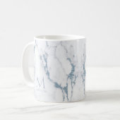 Modern Marble Glitter Monogram Dusty Blue ID816 Koffiemok (Voorkant links)