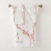 Modern Marble Glitter Monogram Rose Gold ID816 Bad Handdoek (Insitu)