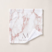 Modern Marble Glitter Monogram Rose Gold ID816 Bad Handdoek (Wasdoekje)