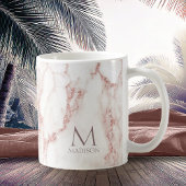 Modern Marble Glitter Monogram Rose Gold ID816 Koffiemok