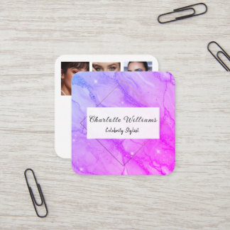 Modern Marble Gold Colorful Glam Stylist Vierkante Visitekaartje