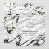 Modern Marble Gold Geometric Wedding Menu (Voorkant / Achterkant)