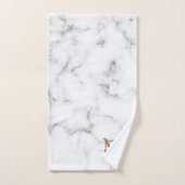 Modern Marble Gold Girly Script Monogram Bad Handdoek (Handdoek)