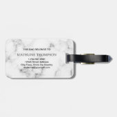 Modern Marble Gold Girly Script Monogram Bagagelabel (Achterkant horizontaal)