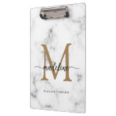 Modern Marble Gold Girly Script Monogram Klembord (Links)