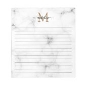 Modern Marble Gold Girly Script Monogram Lined Notitieblok (Voorkant)
