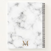 Modern Marble Gold Girly Script Monogram Notitieboek (Achterkant)