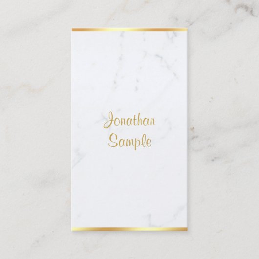 Modern Marble Gold Handgeschreven Script Sjabloon Visitekaartje (Voorkant)