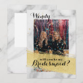 Modern Marble Gold Stroke Bruidsmeisje voorstel Ka Kaart (Voorkant / Achterkant)