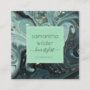 Modern Marble Hair Stylist Square Visitekaartje