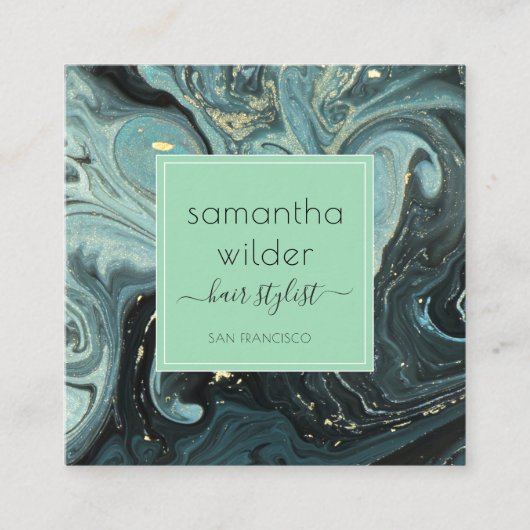Modern Marble Hair Stylist Square Visitekaartje (Voorkant)