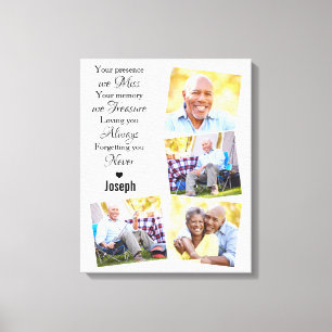 Modern Marble Herdenking Foto Collage Memorial Canvas Afdruk