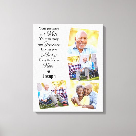 Modern Marble Herdenking Foto Collage Memorial Canvas Afdruk (Voorkant)