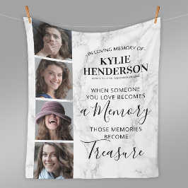 Modern Marble Herdenking Foto Memorial Fleece Deken