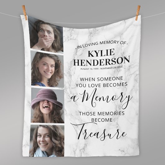 Modern Marble Herdenking Foto Memorial Fleece Deken