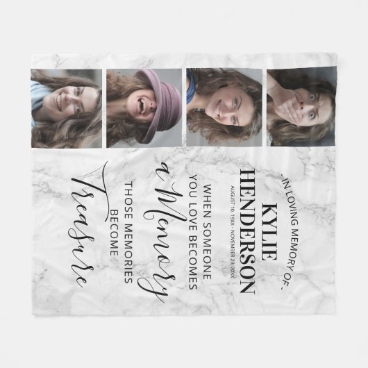 Modern Marble Herdenking Foto Memorial Fleece Deken (Voorkant (Horizontaal))