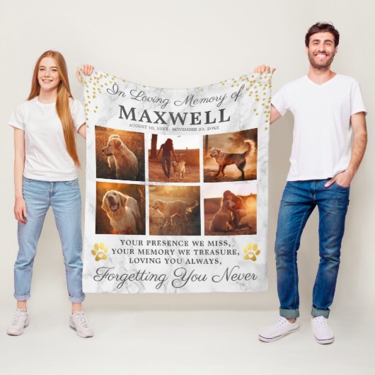 Modern Marble Herembrance Dog Fleece Deken (In situ)