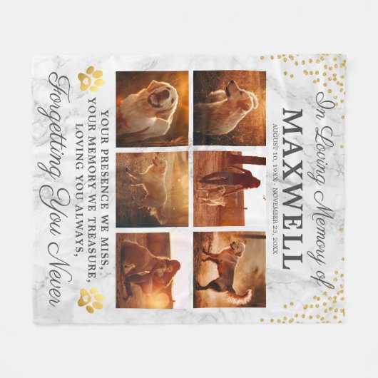 Modern Marble Herembrance Dog Fleece Deken (Voorkant (Horizontaal))