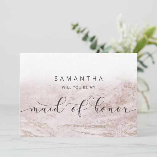 Modern Marble Mauve Maid of Honor proposal Kaart (Staand voorkant)
