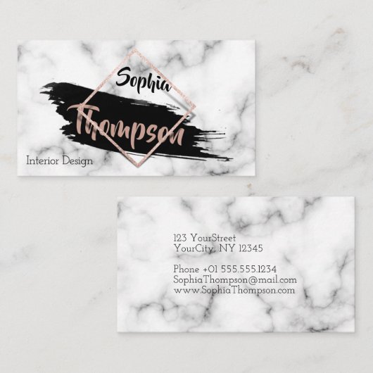 Modern Marble Paint Stroke Glitter - Visitekaartje (Voorkant / Achterkant)