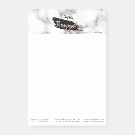 Modern Marble Paint Stroke Name - Post-it® notes (Voorkant)