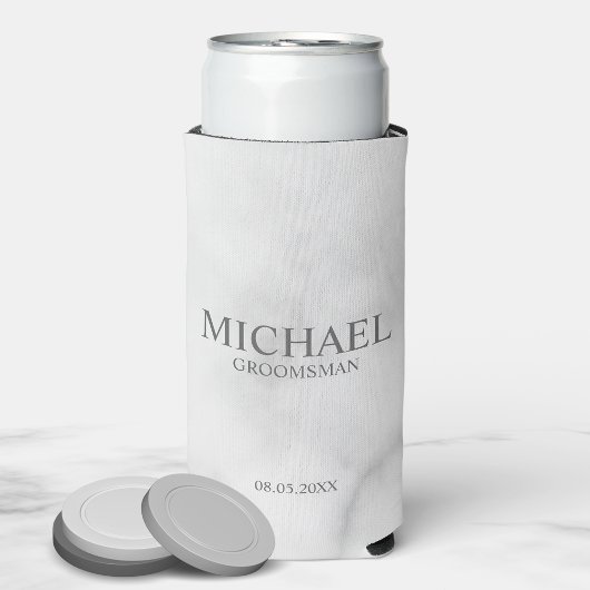 Modern Marble Personalized Groomsman Seltzer Blikjeskoeler