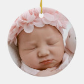 Modern Marble Pink Monogrammed Roos Keramisch Ornament (Achterkant)