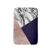 Modern Marble Roos Gold en Navy Blue Tricut Geo Badmat (Voorkant Verticaal)