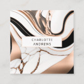 Modern Marble Rosegold Vierkante Visitekaartje (Voorkant)