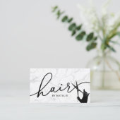 Modern Marble Scissor Hand Haarstylist Hair Salon Visitekaartje (Staand voorkant)