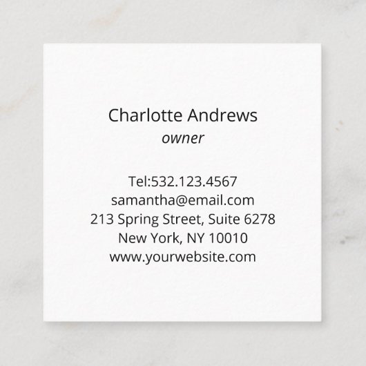 Modern Marble Silver Vierkante Visitekaartje (Achterkant)