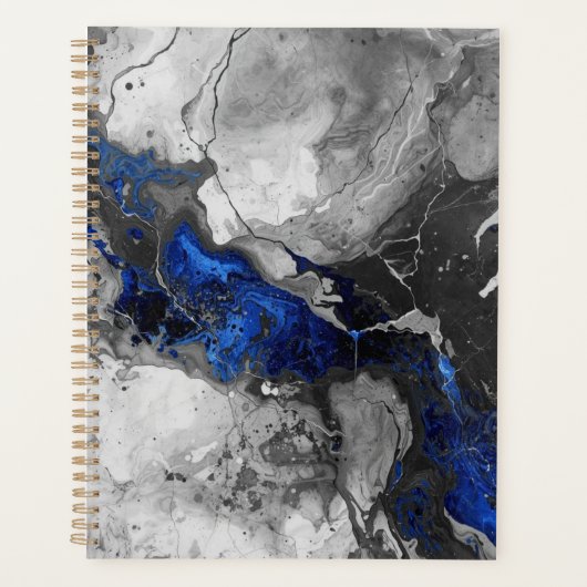 Modern Marble Stone Blue Black Grey Design Planner (Voorkant)