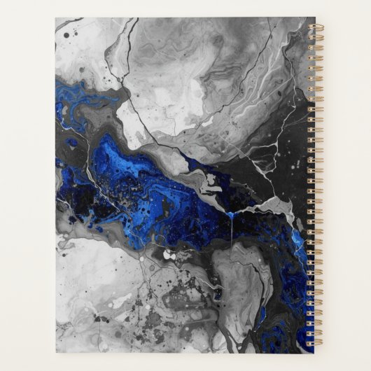 Modern Marble Stone Blue Black Grey Design Planner (Achterkant)