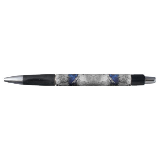 Modern Marble Stone Blue Black Grey Pen (Voorkant)