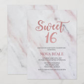 Modern Marble Sweet 16 Verjaardag uitnodiging (Voorkant / Achterkant)