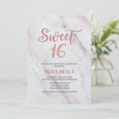 Modern Marble Sweet 16 Verjaardag uitnodiging (Staand voorkant)