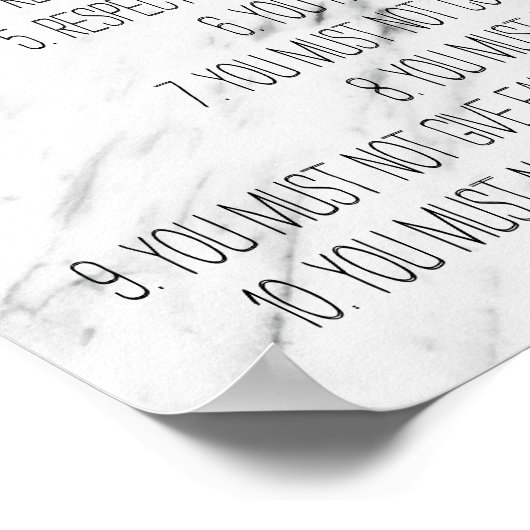 Modern Marble Ten Geboden Sign Poster (Hoek)