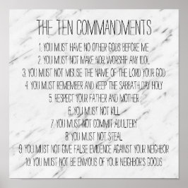 Modern Marble Ten Geboden Sign Poster