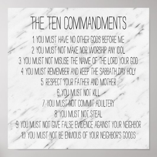 Modern Marble Ten Geboden Sign Poster (Voorkant)