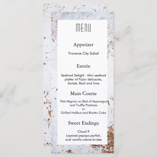 Modern Marble Texture Wedding Design MENU (Voorkant / Achterkant)