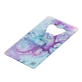 *~* Modern Marble Violet Turquoise Paars Creditkaart Flessenopener (Voorkant Gekanteld)