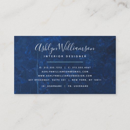 Modern marble waterverf Silver Turquoise script Visitekaartje (Achterkant)