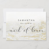 Modern Marble White Maid of Honor proposal Kaart (Voorkant)